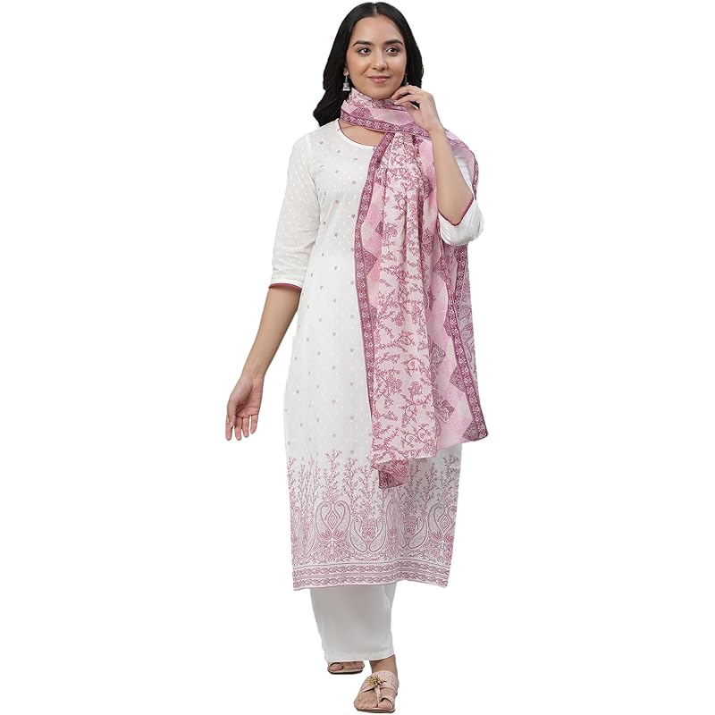Aurelia Purple Floral Printed Cotton Regular Stole for Women