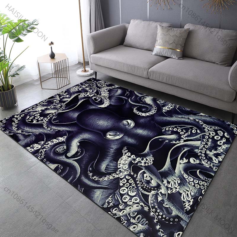 Multiple Sizes Octopus with Entwined Tentacles Carpet for Living Room Bedroom Sofa Home Decor Rug Non-slip Floor Mat Luxury Gift