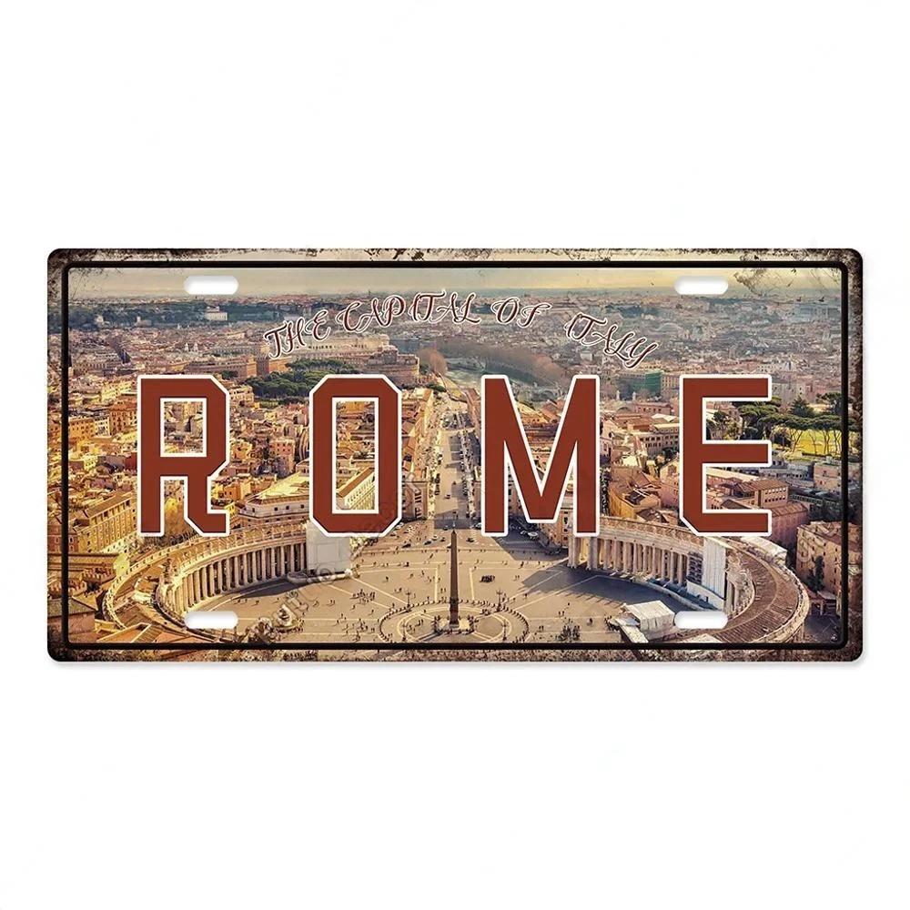 Vintage Capital City Licenses Plate Metal Plaque Metal Aluminum Sign for Restaurant Bar Workshop Cafe Pub Man Cave Decoration