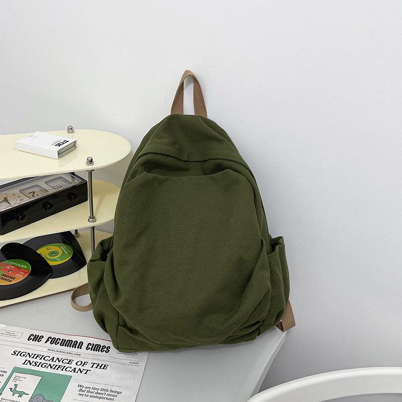 Retro Forest Canvas Backpack for Girls - Japanese Harajuku Style, Simple & Versatile for High School Students