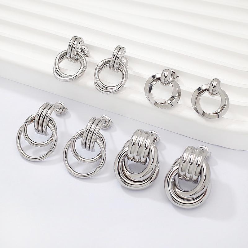 2025 Chic Geometric Titanium Steel Gold-Plated Hoop Earrings for Women - Versatile and Trendy