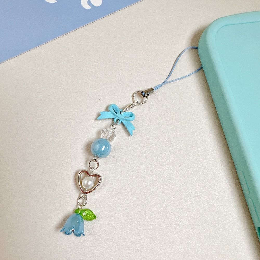 Bow Bead Phone Chain Anti-loss Cell Phone Strap Mobile Accessories Mobile Phone Lanyard  Woman Girl