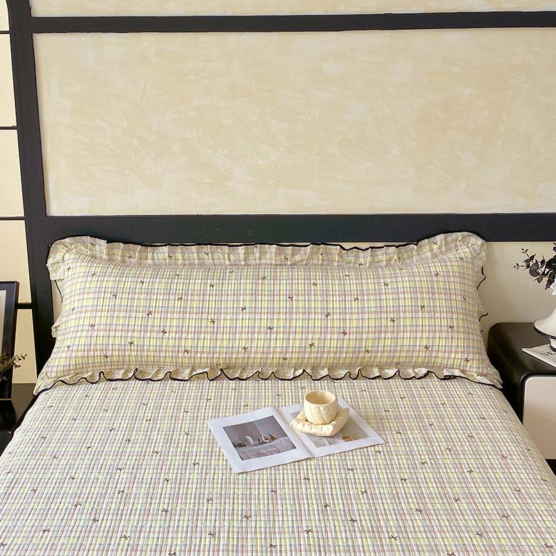 1 pc Long Couple Pillow Shams 100/120/150/180cm Long Pillow Cover with Ruffles Decorative Soft Purple Quilted Pillowcases Cover