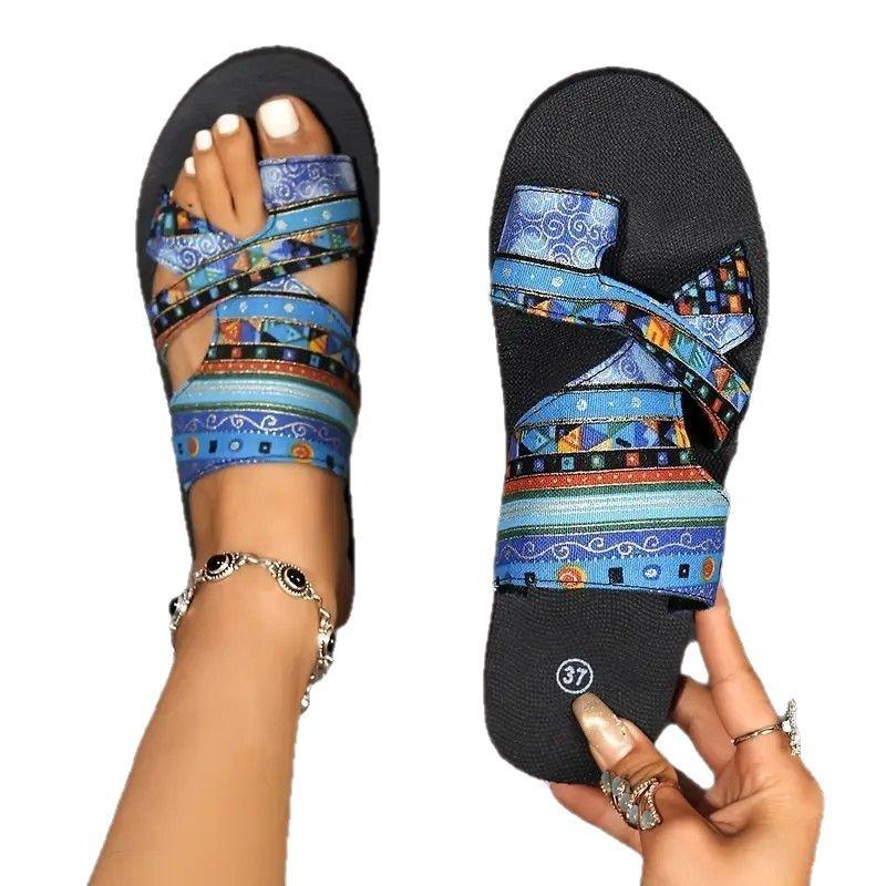 Neue Damen Casual Stilvolle Übergröße Flache Sandalen, Neue Damen Modische Casual Flache Hausschuhe