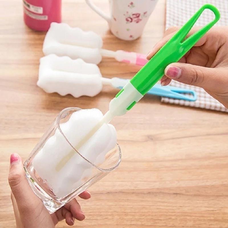 2Pcs Baby Bottle Cleaning Brush Set Sponge Nipple Scrubber Milk Bottle Washer Feeding Cup Cleaner Kitchen Supplies