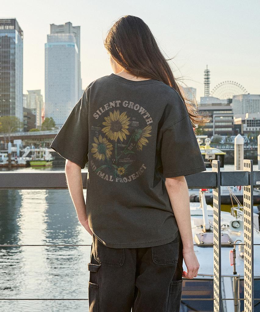 MINIMALPROJECT Sunflower Blooming Pigment Short Sleeve T-Shirt Mst184 [Darkgray]
