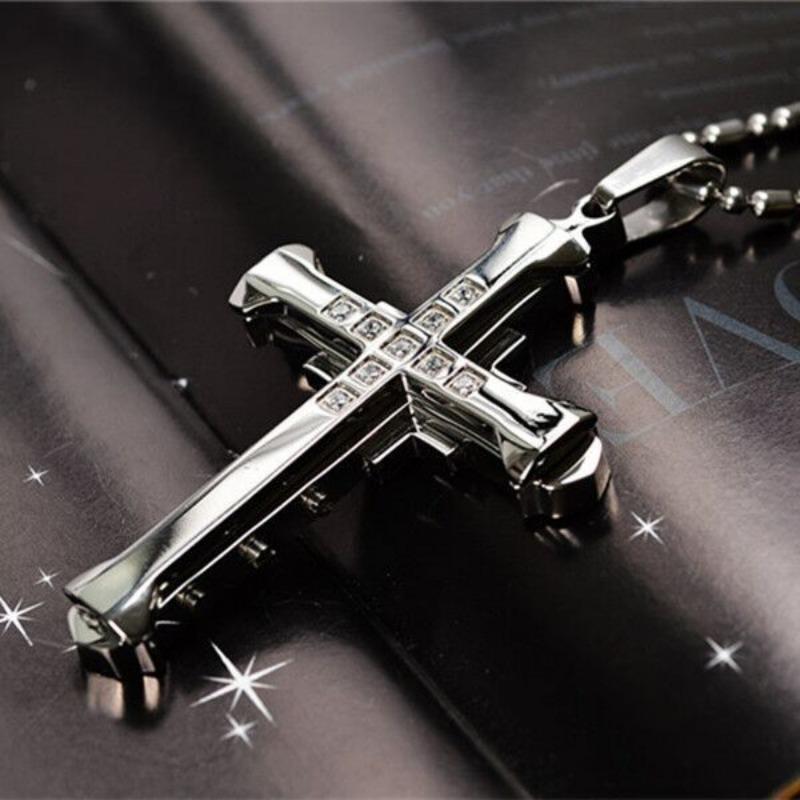 New Dark Knight Men's Necklace Jewelry Diamond Cross Pendant Necklace