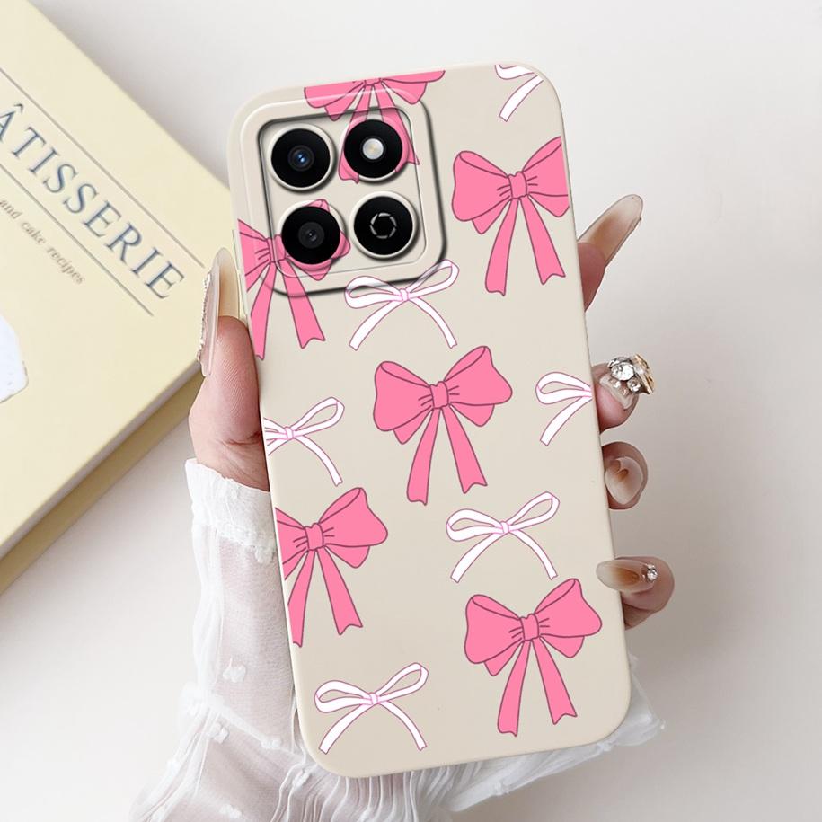 Shockproof Case For Honor X7c Cover HonorX7c 4G Funda Fashion Bowknot Marble Soft Liquid Silicone Cases For Honor 200 Smart Etui