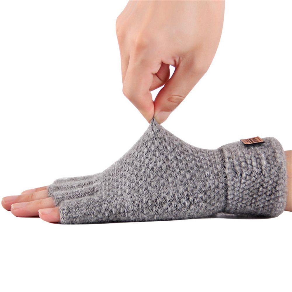 Label Winter Warm Elastic Half Finger Mittens Knitted Alpaca Wool Driving Gloves Fingerless Gloves
