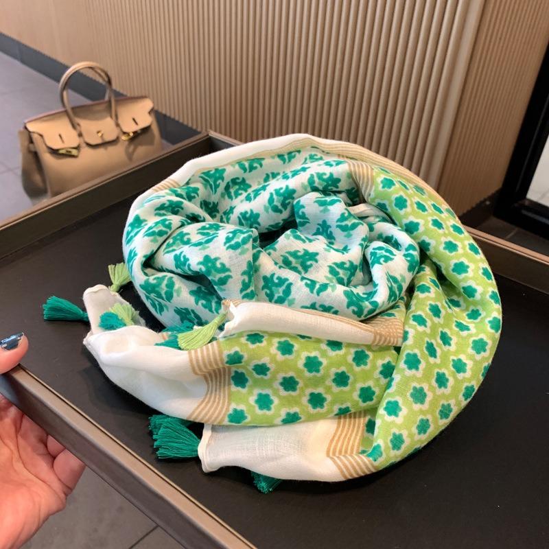 Silk scarf women's summer sunscreen shawl dual-purpose versatile fashion thin scarf travel skirt yarn large shawl