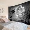MEUNEAR Halloween Tapestry Scary Full Moon Night Witch and Black Crow Bat Tapestry Wall Hanging Spooky Grey Dead Tree Forest Tapestry for Bedroom