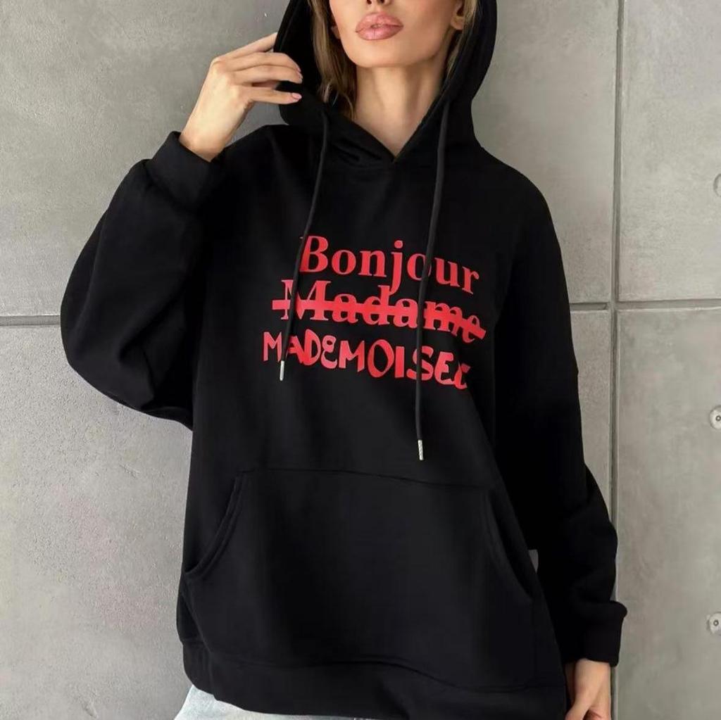 Trendy American Fleece Letter Hoodie: Women's Autumn/Winter Couple's Stylish and Versatile Top