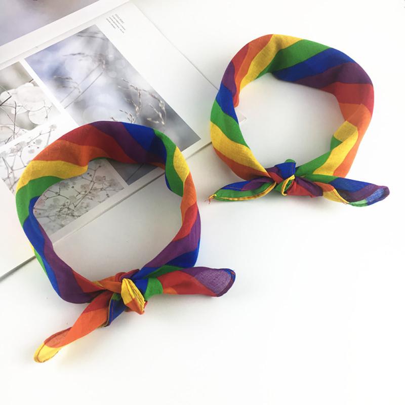 Rainbow Colorful Striped Square Scarf Sweat-absorbing Bandana Hip-hop Headscarf For Men Women