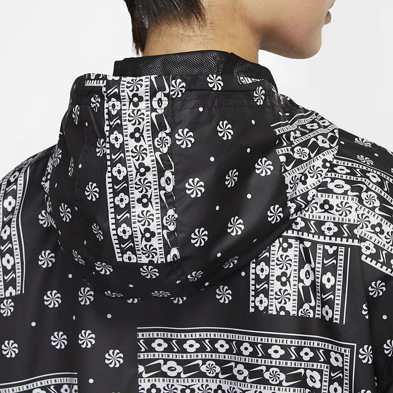 Nike Totem Print Paisley Woven Hooded Jacket Women Jacket Black CU5893-010