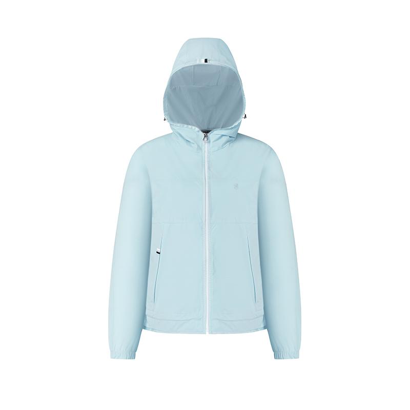 Fila Golf Series Hooded Zipper Woven Loose Jacket Women Jackets Denim-Wash-Blue A11W535706F-LB