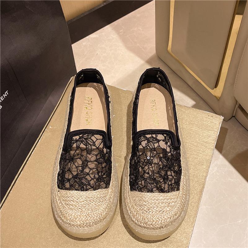 

Loafers women s mesh hollowed out one-pedal fisherman s shoes Xiaoxiangfeng women s shoes 2025 new summer flat-soled single shoes women 40 is half a size larger чорний