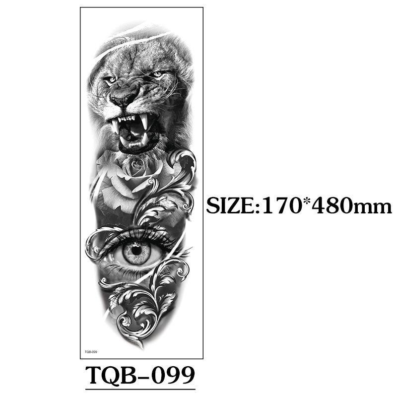 Full Arm Tattoo Sticker Full Arm, Big Picture Lion Tiger Wolf Animal Big Flower Arm Tattoo Sticker