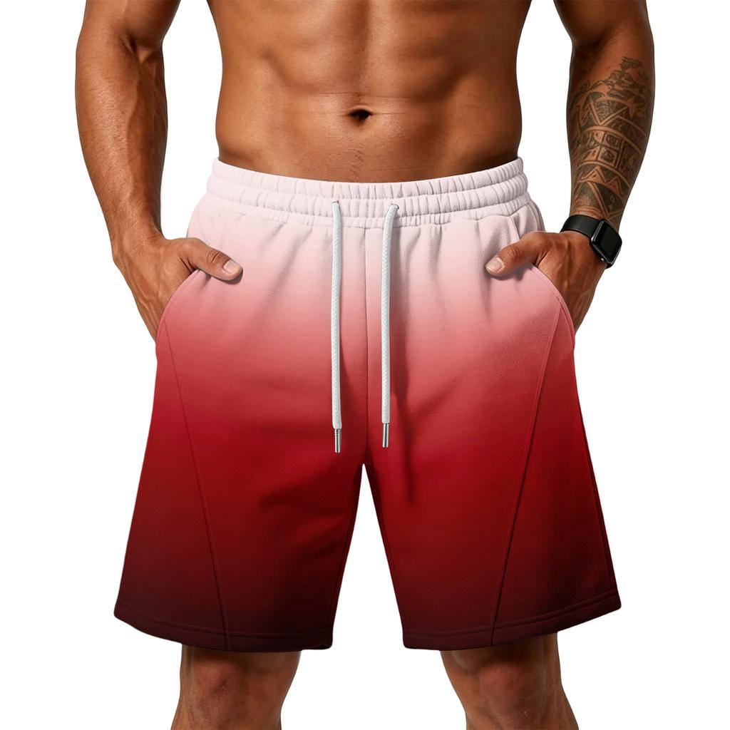 Herren lockere Layer-Shorts mit Taschen, leichte Trainingsshorts für Fitnessstudio, Strand und