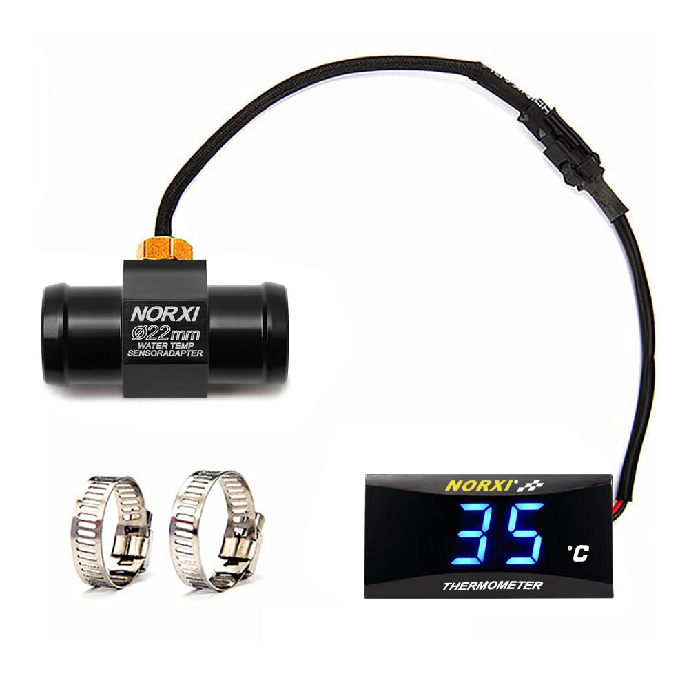 

NORXI Motorcycle Water Temperature High Temperature Warning 12V Compact Thermometer with Temperature Easy Highly Practical Gauge, Digital, Waterproof,