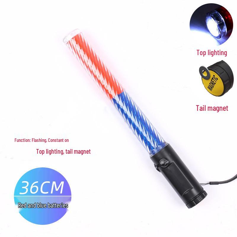 Rechargeable LED Traffic Baton with Emergency Whistle and Flashing Strobe
