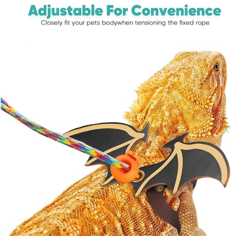 EscapeProof Adjustable Lizards Leash for Safe Outdoor Walking Comfortable Harness with Wing/Backpack Design for Reptiles
