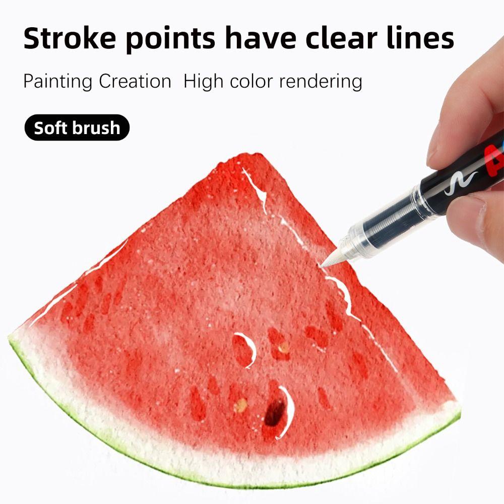 12Pcs/Box Black/White Acrylic Marker Pen Quickly Dry Waterproof Acrylic Paint Markers DIY Soft Tip Brush Tip Marker Art Drawing