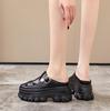 Fashion 9CM Hollow Genuine Leather Women Slippers Platform Shoes Wedge Sandals White Sneakers Women Slip On Slides Mules Summer