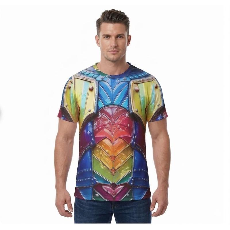 Psychedelic Fractal 3D Print Men Tee Colorful Abstract Crew Neck Casual Shirts Multi Styles