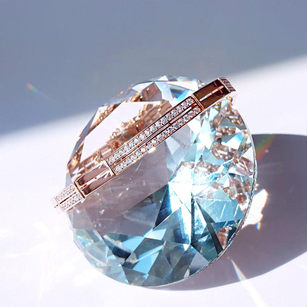 Rib Square Crystal Bracelet Ba0315