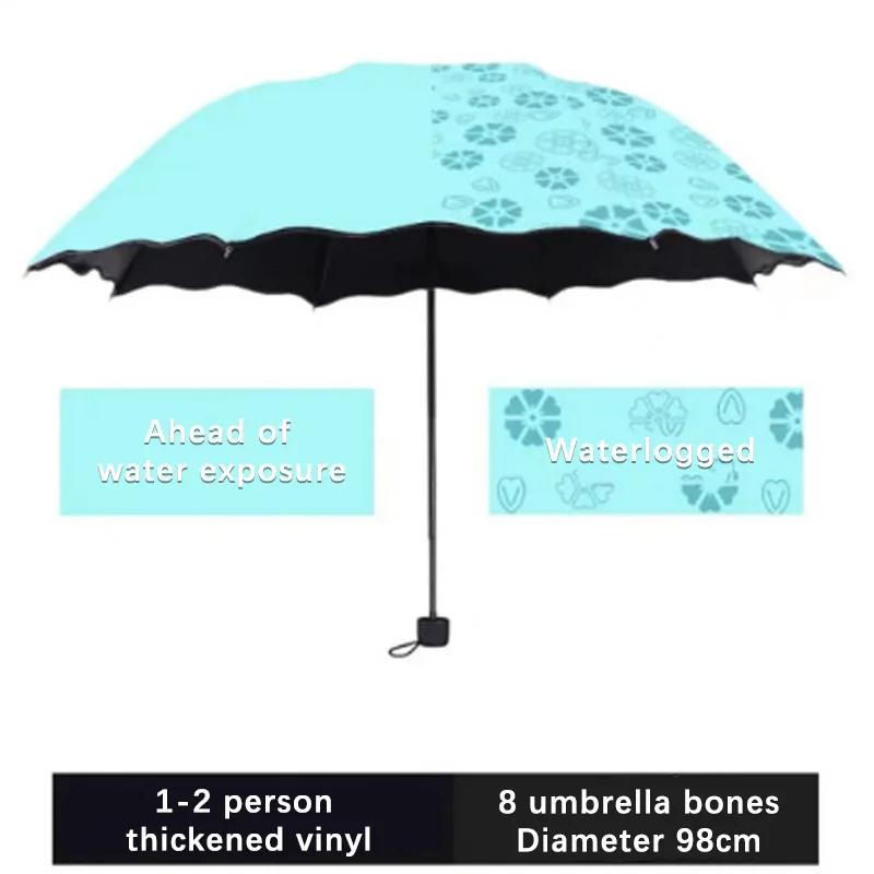 Red Leaf Portable Manual Folding Umbrella Flowering Umbrella In Water Black Glue Coated Light Weight UV Umbrella