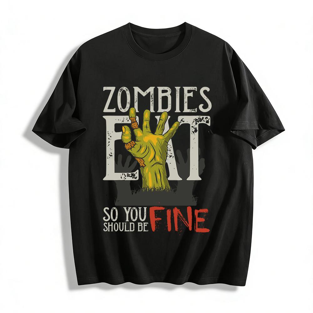 Halloween Funny Zombie Hand Print Casual Unisex T-Shirt Pure cotton T-shirt XXS
