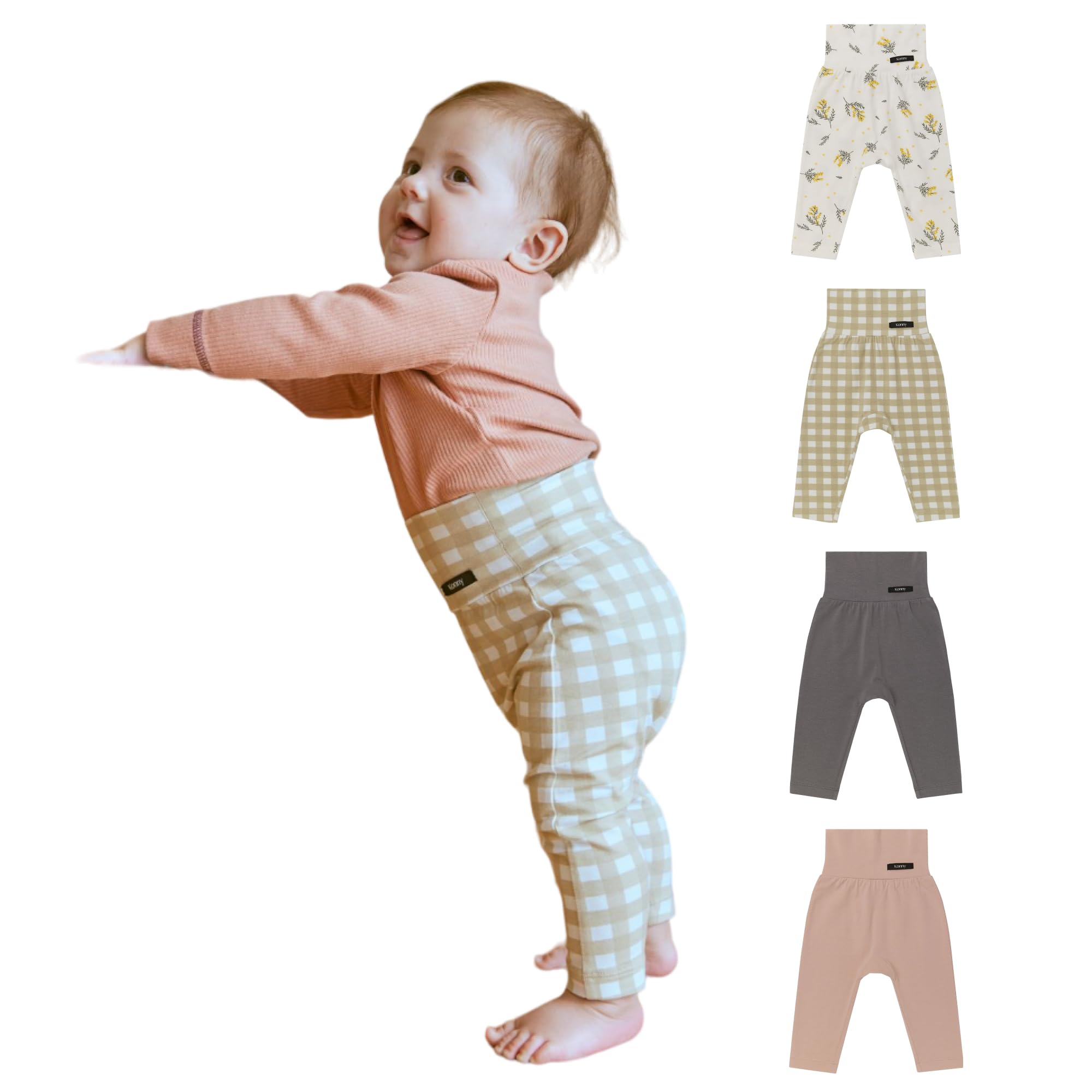 

комплект мягких модальных леггинсов для поддержки животика, для малыша, для малыша, Персиковый кремовый [Konny], 4 предмета, с высокой талией, теплые, леггинсы, брюки, одежда, низ, брюки,