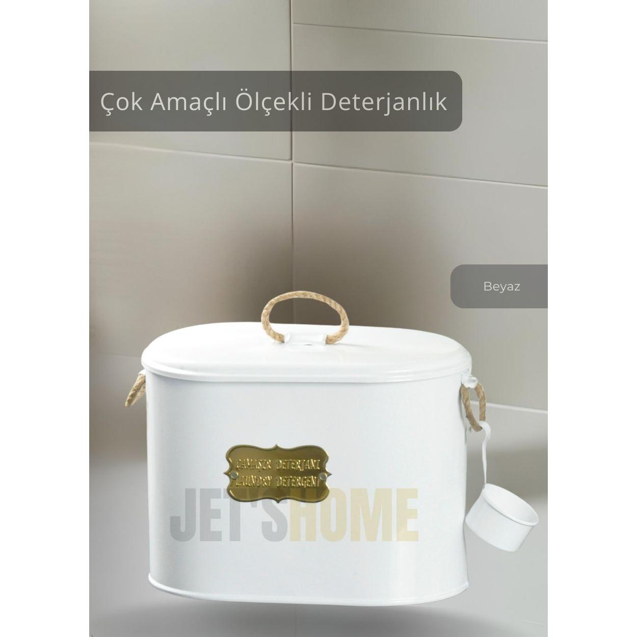 

Çamaşır Kovası Metal Bulaşık Kutusu Çok Amaçlı Ölçekli Deterjan Kabı Paslanmaz Beyaz