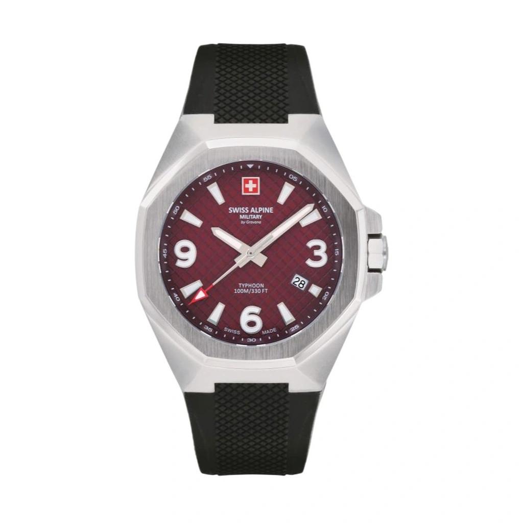 Swiss Alpine Military Typhoon Polyurethene Strap Burgundy Dial Quartz 7005.1836 100M Men's Watch