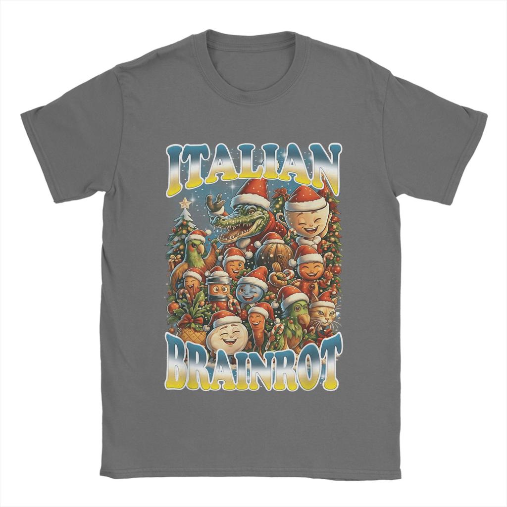 Italian Brainrot Christmas Meme Chaos T-Shirt for Men Funny  Tee Shirt Round Neck Short Sleeve T Shirts New Arrival Clothing
