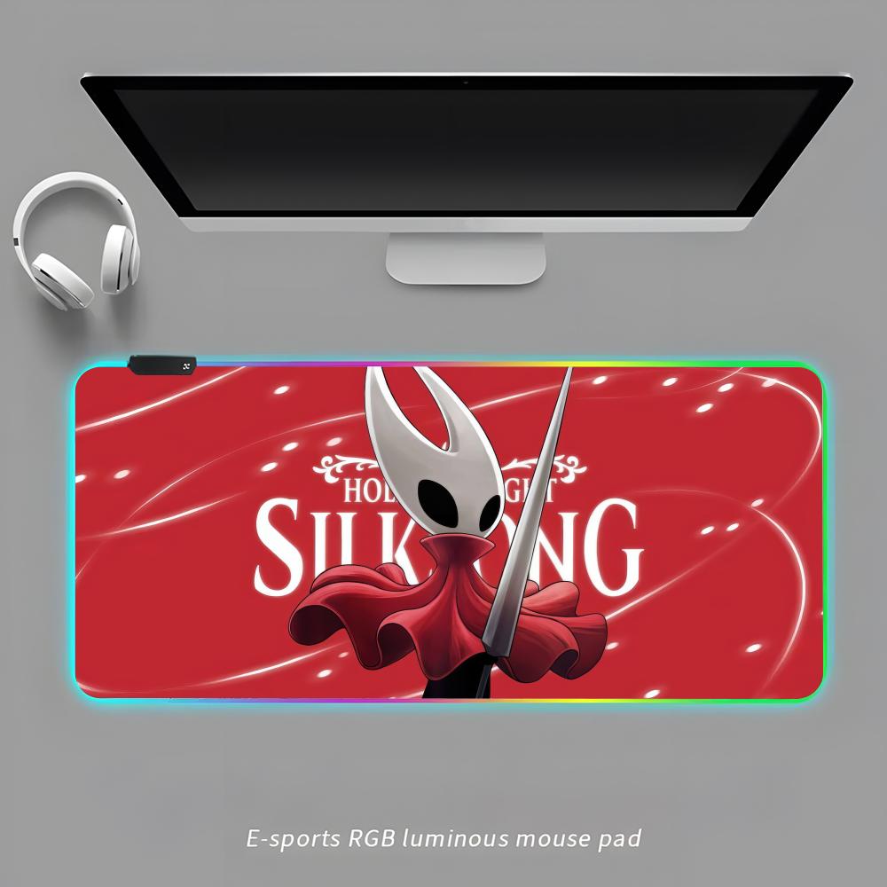 

Hollow Knight Silksong Mouse Pad RGB Gaming Mouse Pad Desk Mat HD Gamer Large LED Light XXL MousePads RGB600x300x3mm