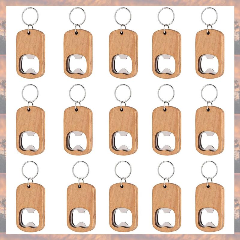 

2025 Trend 15 Pack Bottle Opener Blank Wooden Keychain Blanks For Laser Engraving Wood Bottle Openers Bulk Key Chains Engraved K