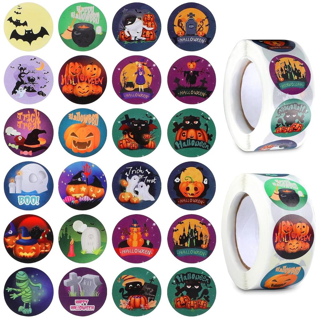 Reward stickers 1000 pieces Halloween 24 designs pumpkin planner decorations English diameter 25mm