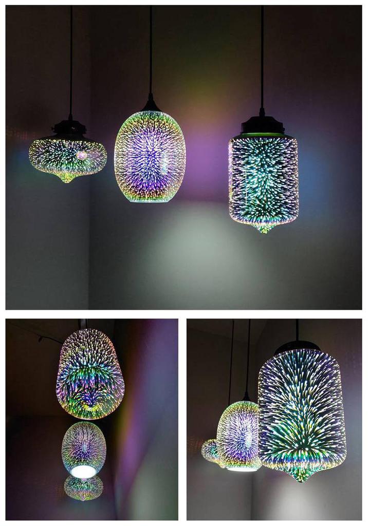 3D Colored Glass Pendant Lamp - Creative Industrial Style LED Lighting for Restaurant & Bar Decor.