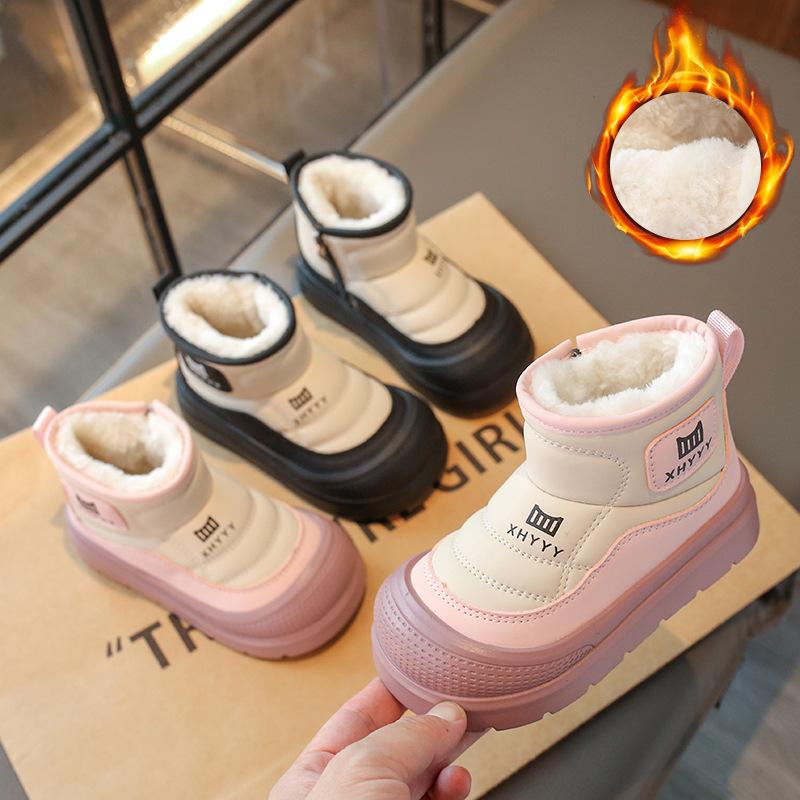 Children's Snow Boots 2025 Winter Cold-proof Boys' Thickened Velvet Shoes Girls' Short Boots Bread Shoes Baby Cotton Shoes
