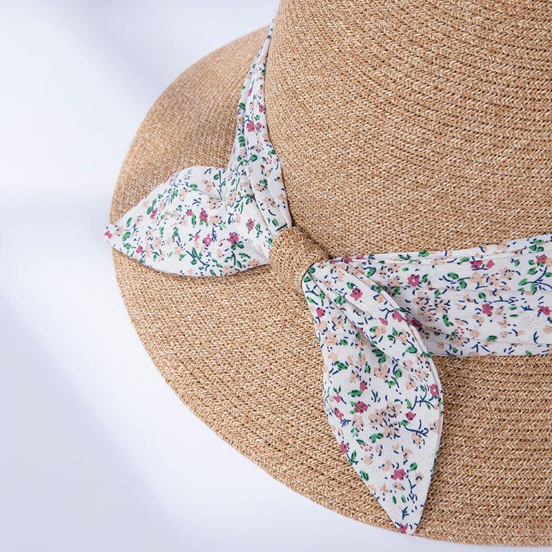 New Summer Elegant Fisherman Hat French Pastoral Straw Hat Women Outdoor Large Hat Brim Showing Small Sun Protection Hat