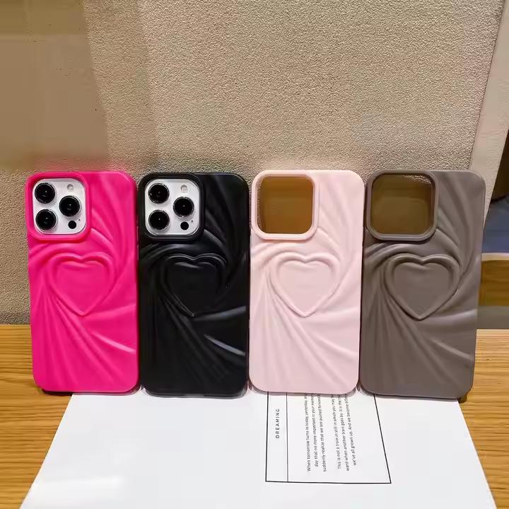 Bestseller 3D Love Heart Phone Case for iPhone 16 Pro Max Fashion Style Soft Tpu Mobile Phone Case for iPhone 11 12 13 14 15 16
