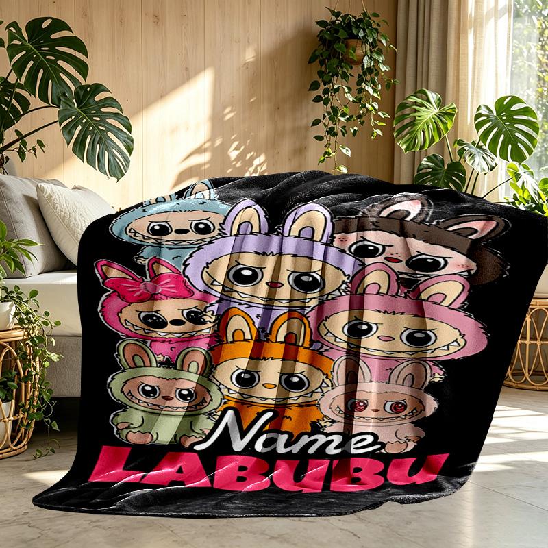 Custom Name Personalized Labubu Print Blanket, Home Decor, Bedroom, Sofa, Camping, Couch, Gifts for Birthday ChristmasEnthusiasts
