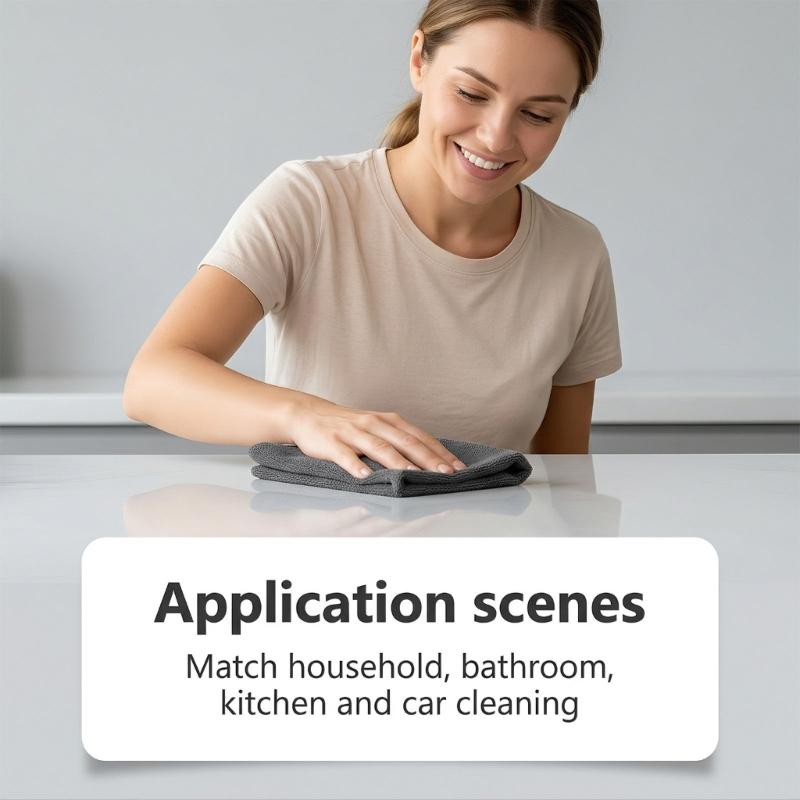 Multi Surfaces Wiping Cloth Set, 6 Absorbent Cleaning Rags Reusable for Wet & Dry Use on Window, Mirrors, Dining Tables, Kitchen Areas & Automotive