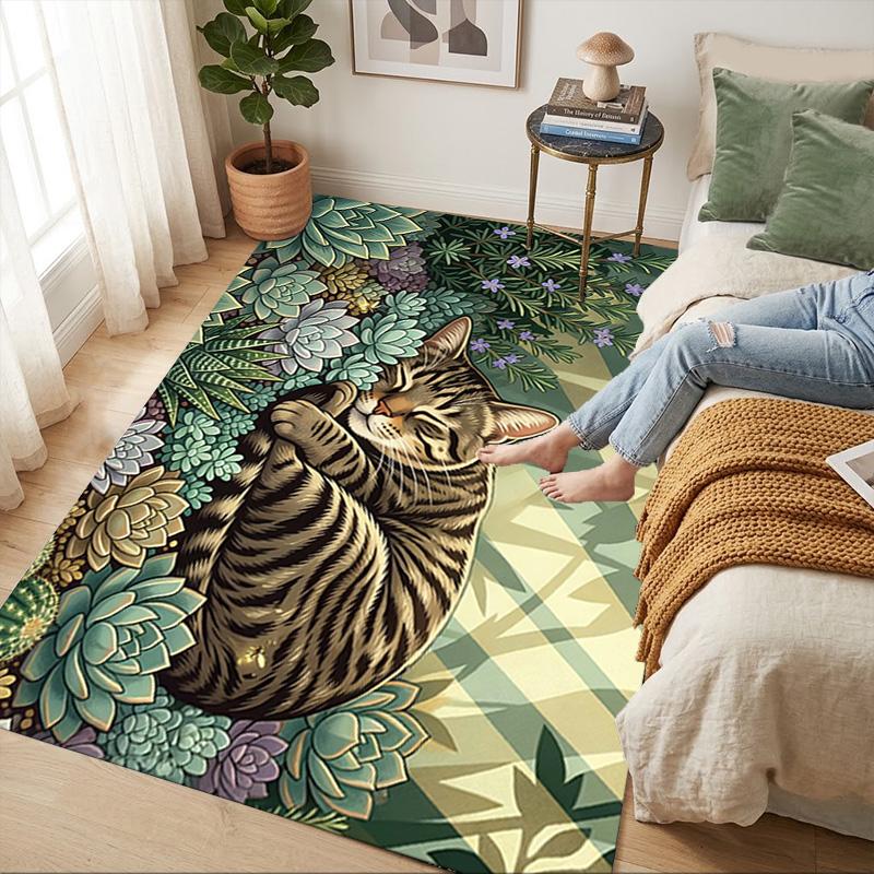 Cat Garden Living Room Nonslip Area Rug Soft Carpet For Bedroom Game Playroom Sofa Office Home Decor Doormat Christmas Gift C929167