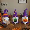 Cute Cartoon Wizard Gnomes Halloween Gnome Resin Figurine, Broom Cauldron Pumpkin Dwarf Home Accents Statue for Desk Shelf, Spooky Holiday Party