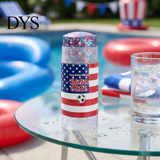Independence Day Glitter Patriotic Red White and Blue Body Stick, 4th of July Accessories for Women Kids, Sparkling Self-adhesive For Face Hair
