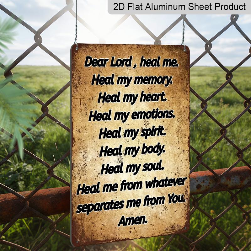2D Flat, Decorative Sign Vintage "Dear Lord" Rustic Aluminum Wall Art Sign- Inspirational Religious Prayer Plaque Home, Office, Church, Kitchen