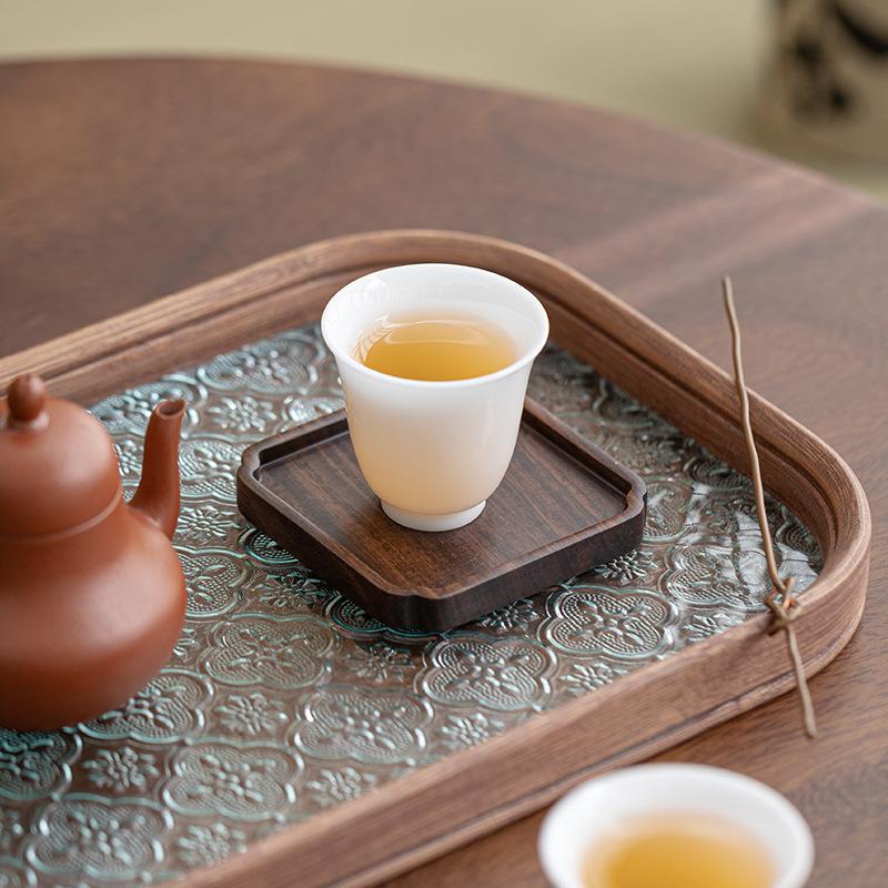 Ebony Solid Wood Coaster Tea Ceremony Kung Fu Tea Cup Holder Creative Tea Set Accessories Wooden Heat Insulation Pad