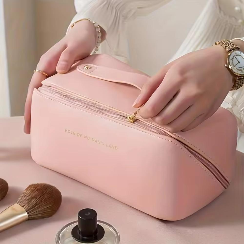 Large Travel Cosmetic Bag for Women Leather Makeup Organizer Female Toiletry Kit Bags Make Up Case Storage Pouch Luxury Lady Box